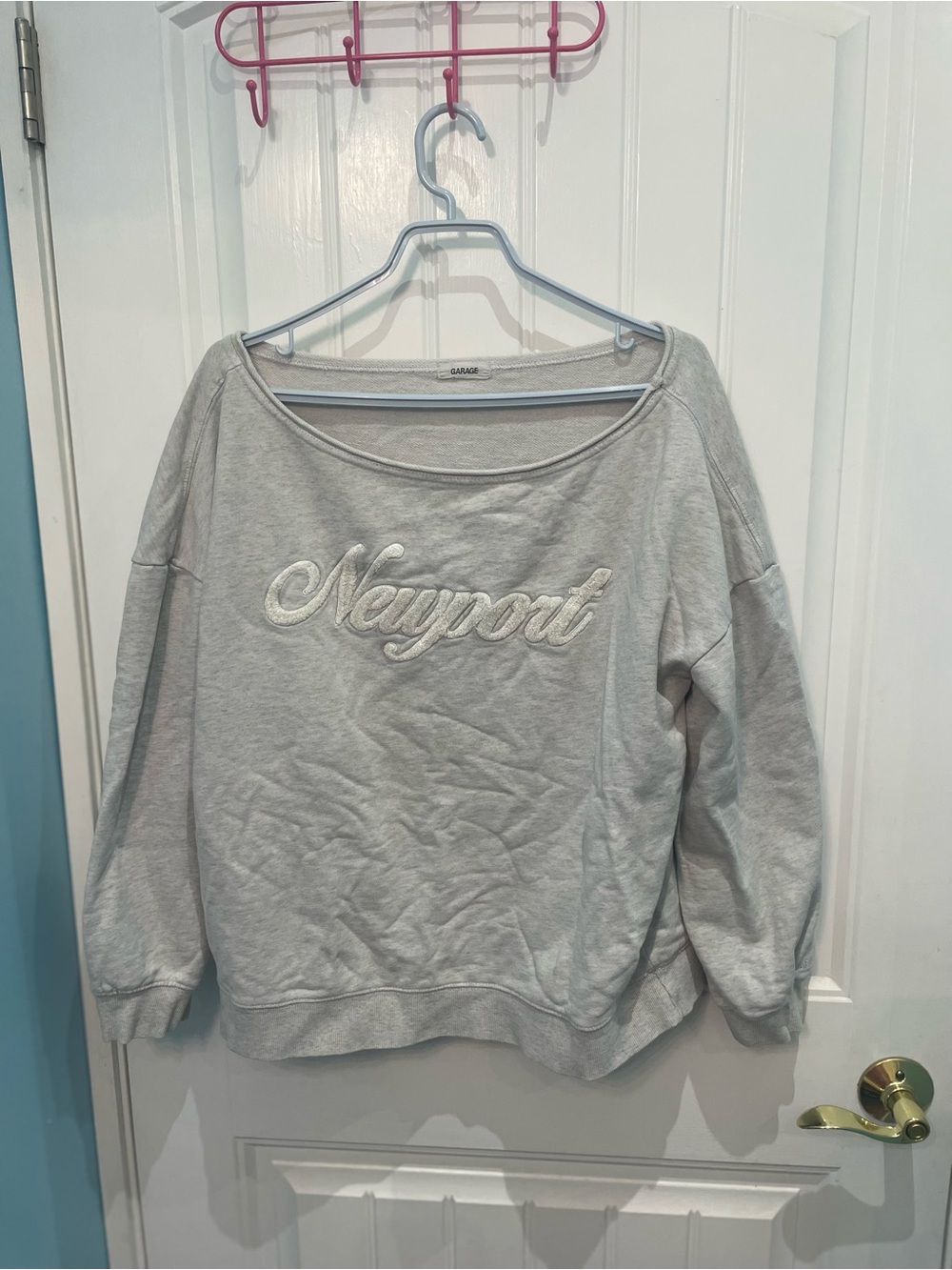 Garage Light Gray 'Newport' Off-Shoulder Sweatshirt